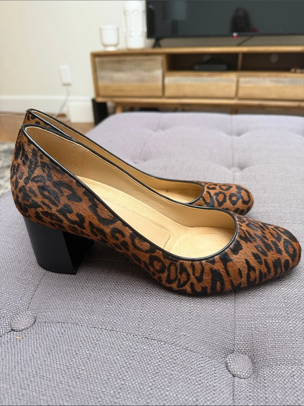 Naturalizer Cheetah Print Block Heel Pumps